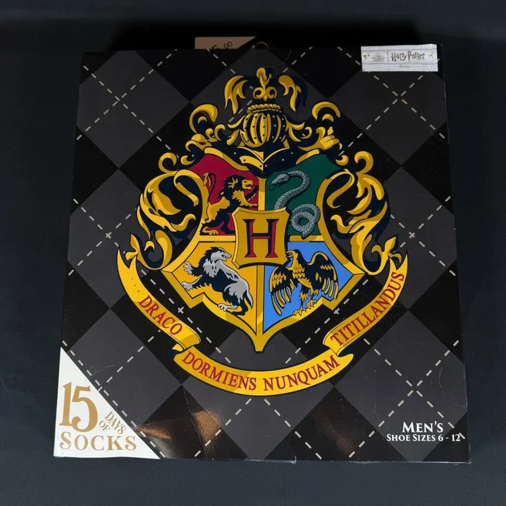 Harry Potter 15 Days of Socks Advent Calendar 15pk Men's Shoe Size 6-12 OPEN BOX
